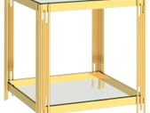 Coffee Table Gold 55x55x55 cm Stainless Steel and Glass