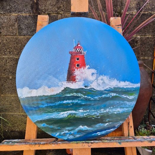 Storm Bram at Poolbeg Lighthouse | Oil Painting on canvas