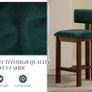 Set of 2 Velvet Bar Stools Wooden Kitchen Stools with Backrest Image 8