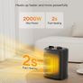 2 In 1 Mini Electric Fan Heater 2000W with Two Heat Settings & Fan, Ceramic Desk Heater for Bedroom, Temperature Control Desk Heater, A16a-black Image 2