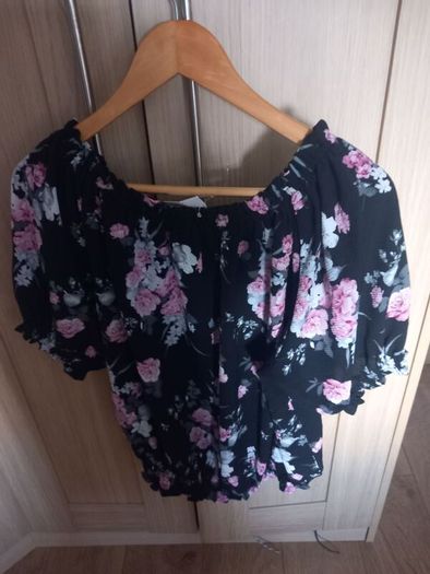 Ladies Quiz Black & Pink Floral Top