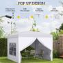 3 x 3m Pop Up Gazebo, Wedding Party Canopy Tent Marquee with Carry Bag and Windows, White Image 3