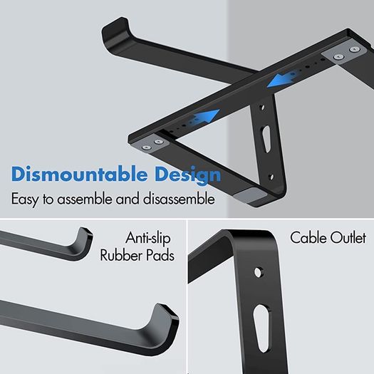 Laptop Stand for Desk, Aluminium Laptop Riser Holder, Removable Notebook Stand Ventilated Cooling Computer Stand Compatible with 10-15.6 Inch Laptops Black (FREE POSTAGE)