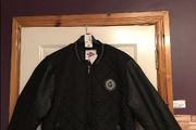 BNWT Lee Cooper Black padded bomber mens jacket faux leather sleeves size XXL