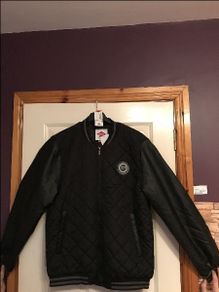 BNWT Lee Cooper Black padded bomber mens jacket faux leather sleeves size XXL