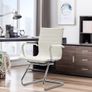 Set of 2 Cantilever  dining chairs PU Leather Visitor Chair with Chrome Frame Image 2