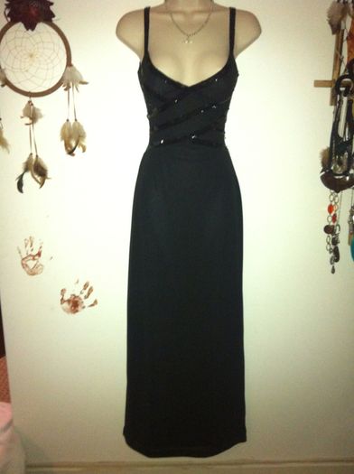 Absolutely Stunning Black Sequin Backless Maxi Dress by Morgan and Co. size 8-10