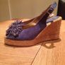 Navy Faux Suede Peep Toe Wedge Size 5 Image 6