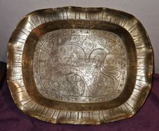 Antique solid brass Chinese bowl with Dragon design