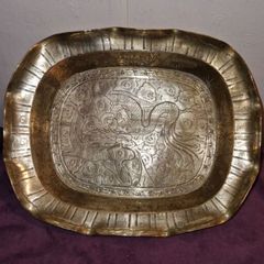 Antique solid brass Chinese bowl with Dragon design
