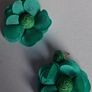Chunky Raffia Green Fabric Flower Statement Earrings Image 3