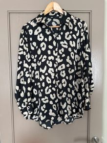 Zara silky black-nude print shirt (S)