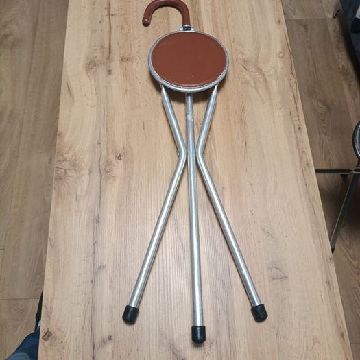 Vintage Tirion Folding Chair Walking Stick with Tripod Legs