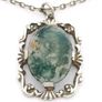 925 Vintage Sterling Silver & Moss Agate Necklace, Birmingham 1974 Image 3