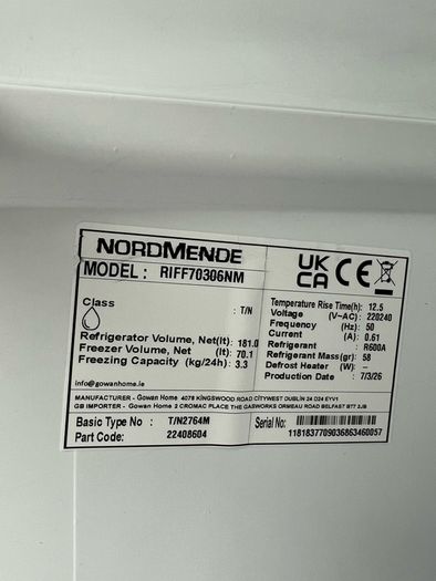 NordMende Integrated Fridge Freezer 70 30 Nearly New