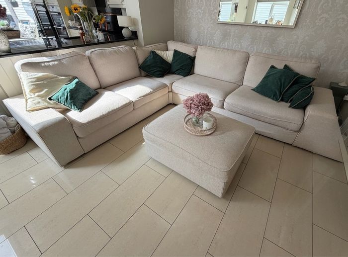 Large corner sofa with large storage footstool