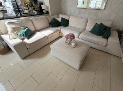Large corner sofa with large storage footstool