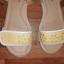 Petasil brand, real leather girls' sandals, size UK4, EU37. Yellow & white design. Image 2