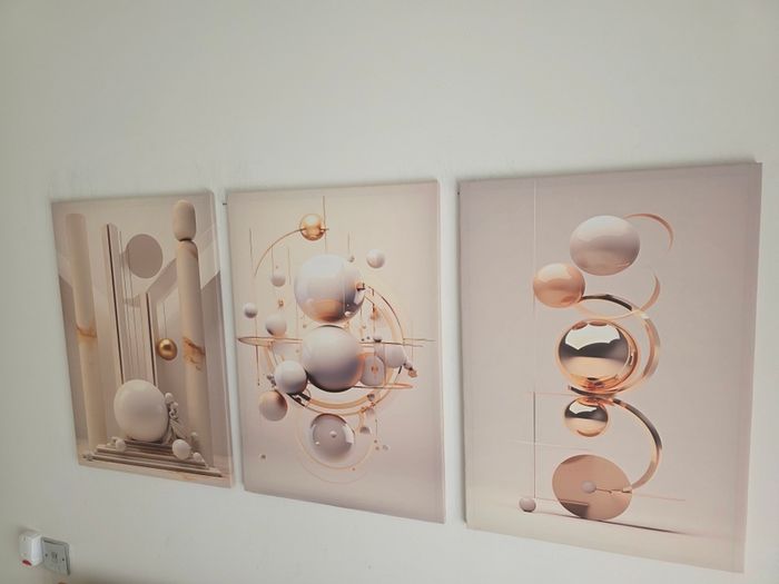 3 framed printed canvas 45x65cm