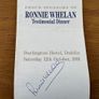 Ronnie Whelan Autograph (1991 Testimonial Dinner Card) Image 2