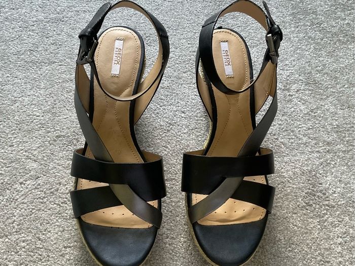 Sandals Geox Respira Platform in black and mat silver NEW