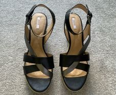Sandals Geox Respira Platform in black and mat silver NEW