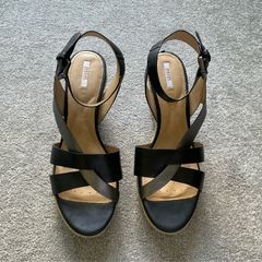 Sandals Geox Respira Platform in black and mat silver NEW