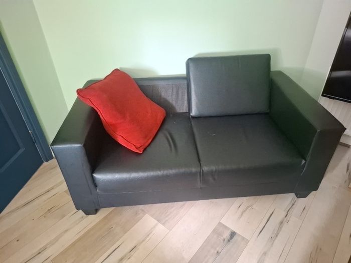 black leather sofa