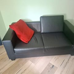 black leather sofa