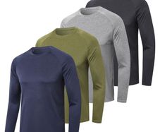 Brand New Men's Long Sleeve Sports Shirt Breathable Training 4 Pack