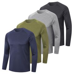 Brand New Men's Long Sleeve Sports Shirt Breathable Training 4 Pack