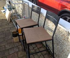 Free shed clear out. Shelves, chairs, paint, stripper, painting tools, flower pots, brackets.