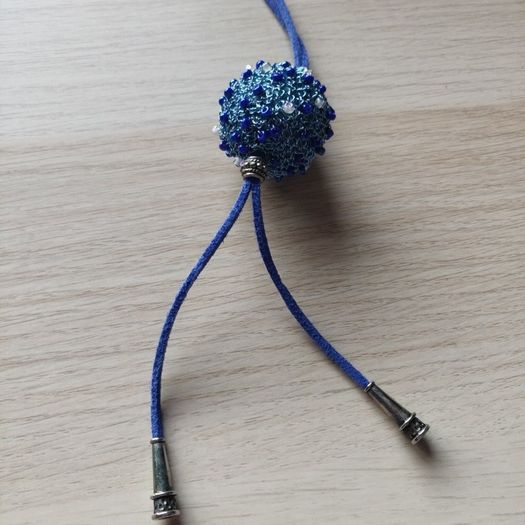 Blue Long Crochet Beaded handmade necklace