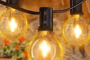 15m, LED String Light Mains Powered, with Plug/25+2 Shatterproof G40 Bulbs/Hook, Bright Warm White Lighting Outside Indoor Tree Garden Decorations