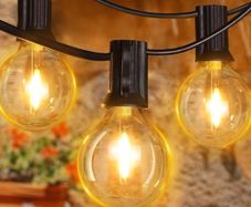 15m, LED String Light Mains Powered, with Plug/25+2 Shatterproof G40 Bulbs/Hook, Bright Warm White Lighting Outside Indoor Tree Garden Decorations