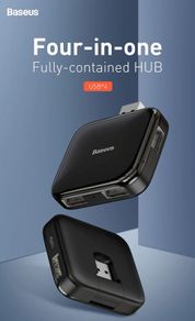 Baseus USB Hub 2.0 4 in 1 USB Port Expander with Micro USB - Black