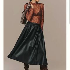 Anthropologie Jacie Faux Leather Skirt - Size L Petite