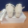 Bridal White Satin Pearl Heeled Sandals Size 5 Image 7