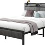King Size Bed Frame With Storage Headboard, Upholstered Platform Bed Frame/Mattress Foundation/Metal Slat Support/No Box Spring Needed/Dark Grey Image 8