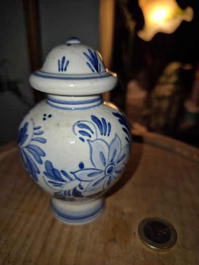 Vintage Delft miniature lidded jar