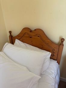Pine bedside locker & headboard