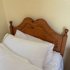Pine bedside locker & headboard
