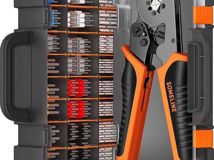 Crimping Tool Set,Crimper Plier Set,Ferrules Crimper Plier 0.5-10mm Squared (AWG 20-8),with 1350 Piece Insulated Bootlace Ferrules and Uninsulated Bootlace Ferrules