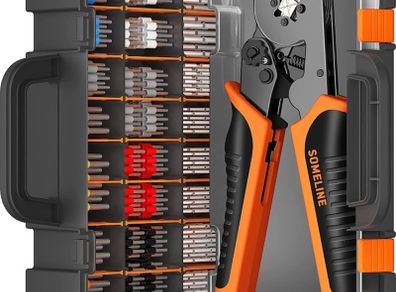 Crimping Tool Set,Crimper Plier Set,Ferrules Crimper Plier 0.5-10mm Squared (AWG 20-8),with 1350 Piece Insulated Bootlace Ferrules and Uninsulated Bootlace Ferrules