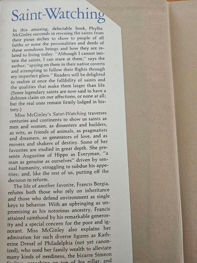 Saint-watching. By Phyllis Mcginley. First Edition Thus Hardback With Dustjacket In Good Condition.  See Photos For Same.  25