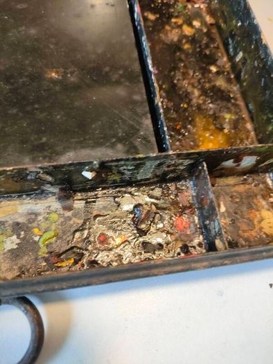 2 x Art Nouveau Japaned Metal Paint Boxes( Reeves of London)