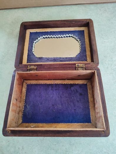 Vintage Carved Wood Box, Trinket Box Floral Design Wood, Atom Chicago