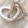 Sterling silver double heart necklace with real diamond accent Image 2