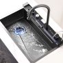 Stainless Steel Waterfall Kitchen Sink Large Single Slot Integrated With Digital Display Faucet Set Soap Dispenser Cup Washer Image 10