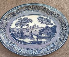 Retro 1970s Daher Decorated Ware large oval metal tin lithograph serving tray, made in England, kitchenalia